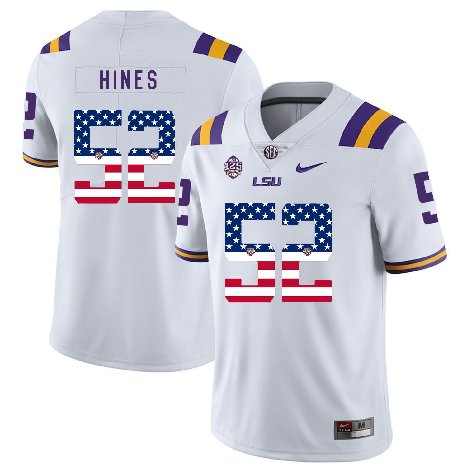 Men LSU Tigers #52 Hines White Flag Customized NCAA Jerseys